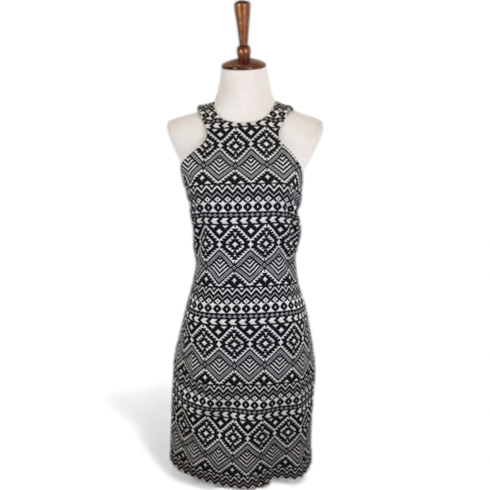 Parker REVOLVE‎ Mariah Dress Women’s S Mini Jacquard Racer Back Black White